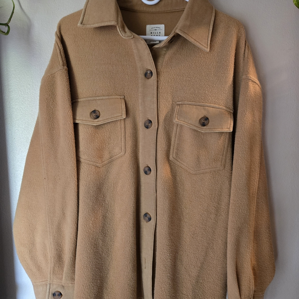 Billabong brown/tan small/8 unisex Any Time Shacket 60%cotton 40% polyester
